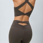 Dark Coffee Twist X-Cross Sports Bra - Light Support