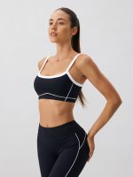 Black Contrast Strap Sports Bra -  Light Support - Image 3