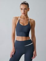 Navy Halter Sports Bra - Light Support - Image 7