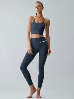 Navy Halter Sports Bra - Light Support - Image 9
