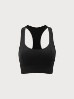 Black Cross Back Sports Bra - Light Support - Image 8