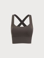 Dark Coffee Twist X-Cross Sports Bra - Light Support - Image 9