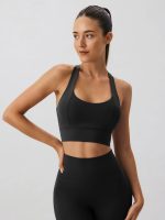 Black Cross Back Sports Bra - Light Support - Image 2