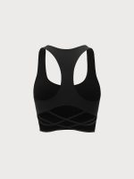 Black Cross Back Sports Bra - Light Support - Image 10