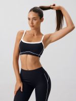 Black Contrast Strap Sports Bra -  Light Support - Image 2