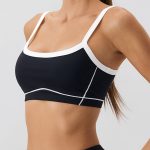 Black Contrast Strap Sports Bra -  Light Support