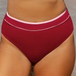 Red Contrast Plus Size Bikini Bottom