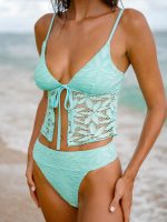 Cyan Textured High Cut Bikini Bottom - Image 3