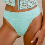Cyan Textured High Cut Bikini Bottom