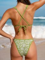 Light Green Textured Cutout Bikini Bottom - Image 2