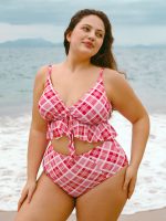 Red Natural Waisted Plus Size Tankini Bottom - Image 3