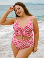 Red Natural Waisted Plus Size Tankini Bottom - Image 5