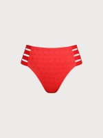 Red Textured Plus Size Bikini Bottom - Image 6