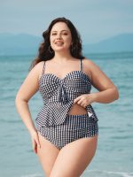 Black Gingham Plus Size Tankini Bottom - Image 3