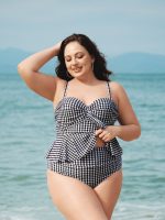 Black Gingham Plus Size Tankini Bottom - Image 4