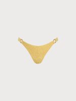 Yellow Textured Floral O-Ring Bikini Bottom - Image 7