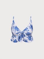 Blue Floral Plus Size Tankini Top - Image 5