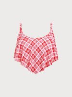 Red Plaid Layered Plus Size Tankini Top - Image 5
