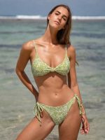 Light Green Textured X-Cross Bikini Top