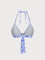 Blue Print Textured Halter Bikini Top - Image 6
