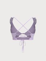 Purple Ruffled Drawstring Plus Size Bikini Top - Image 7