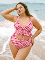 Red Ruffled Plus Size Tankini Top - Image 3