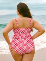 Red Ruffled Plus Size Tankini Top - Image 2