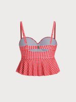 Red Gingham Plus Size Tankini Top - Image 6