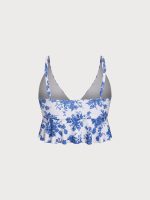 Blue Floral Plus Size Tankini Top - Image 6