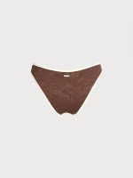 Dark Coffee Textured Contrast Bikini Bottom - Image 7
