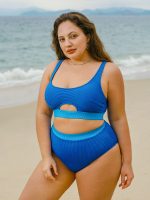 Blue High-Waist Plus Size Bikini Bottom - Image 3