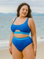 Blue High-Waist Plus Size Bikini Bottom - Image 5