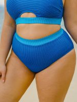 Blue High-Waist Plus Size Bikini Bottom