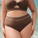 Dark Coffee Textured Plus Size Bikini Bottom