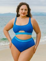 Blue High-Waist Plus Size Bikini Bottom - Image 4