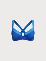 Blue Contrast V-Notch Plus Size Bikini Top - Image 6