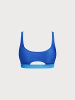 Blue Contrast Cut Out Plus Size Bikini Top - Image 6