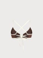 Dark Coffee V Notch X Cross Bikini Top - Image 7