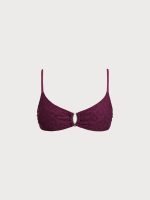 Burgundy Textured V Notch Bikini Top - Image 7