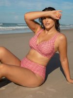 Red Gingham Plus Size Bikini Top - Image 4