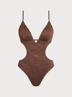 Dark Coffee Cutout One-Piece Swimsuit - Image 6