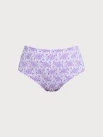 Purple Floral Print Plus Size Bikini Bottom - Image 5