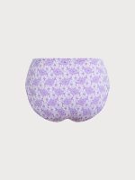 Purple Floral Print Plus Size Bikini Bottom - Image 6