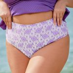 Purple Floral Print Plus Size Bikini Bottom