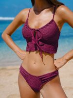 Burgundy Textured Tankini Top - Image 2