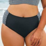 Black & White Contrast Side Plus Size Bikini Bottom