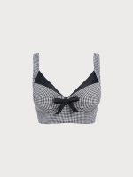Black Gingham Bow Plus Size Bikini Top - Image 6
