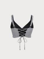 Black Gingham Bow Plus Size Bikini Top - Image 7