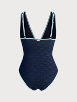 Blue V Neck Tie One-Piece Swimsuit - Image 8