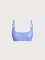 Blue Jacquard Cutout Surf Bra - Image 6